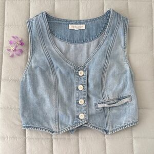 Lucky Brand Light Blue Denim Buttoned Vest